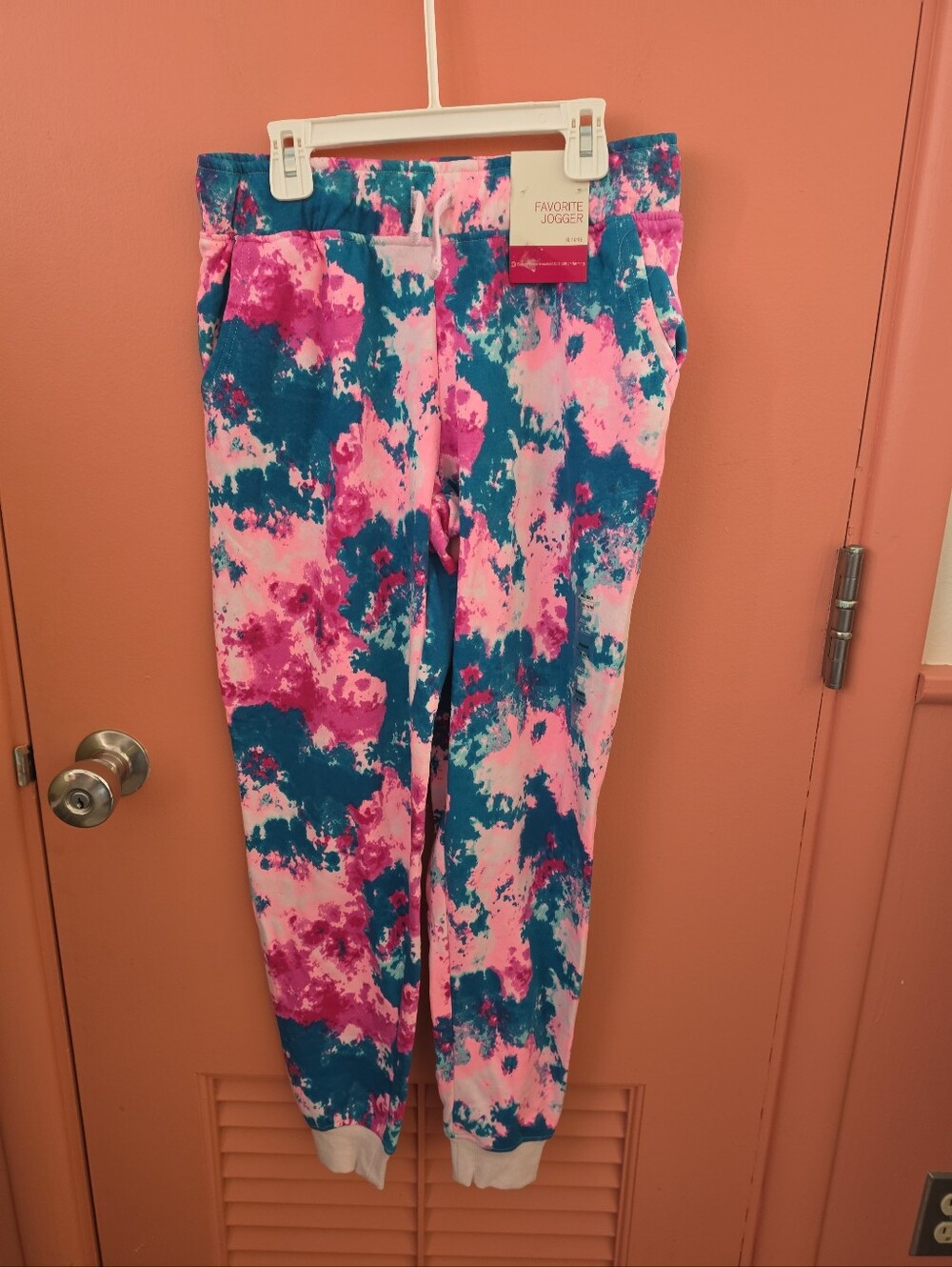 NWT So Girls XL(14/16) Favorite Jogger Sweatpants Tie-Dye Retro Pink Teal Pants